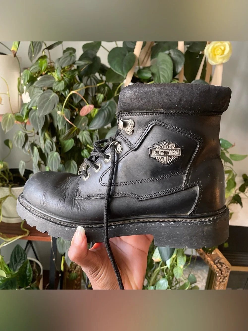Harley Davidson Badlands black leather motorcycle boots